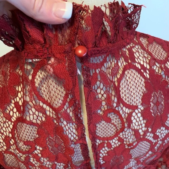 INA Women's Lace Tunic with Ruffle Sleeves - Picture 7 of 8